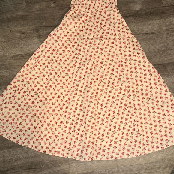 Moon River Pink Floral Midi Dress puff sleeve - Picture 7 of 13